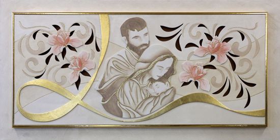 Capezzale classico capoletto 120x60 sacra famiglia decoro glitter foglia oro