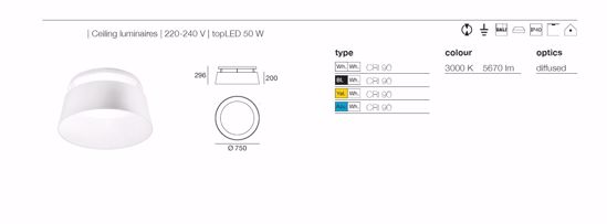 Oxygen stilnovo bianca plafoniera led 50w 3000k luce dimmerabile