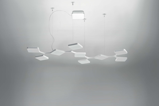 Stilnovo quad lampadario led 91w bianco design moderno per ufficio