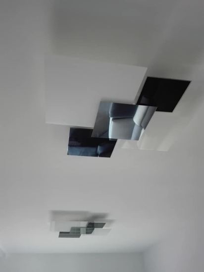 Plafoniera moderna 71cm vetri nero bianco per soggiorno
