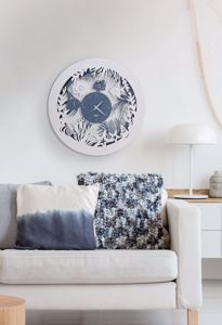 Orologio da parete per cameretta azzurro bianco arti e mestieri rotondo 50cm