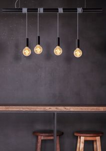 Lampadario nero per cucina fili pendenti stile minimal