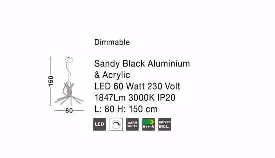 Lampadario moderno nero per soggiorno led dimmerabile 60w 3000k