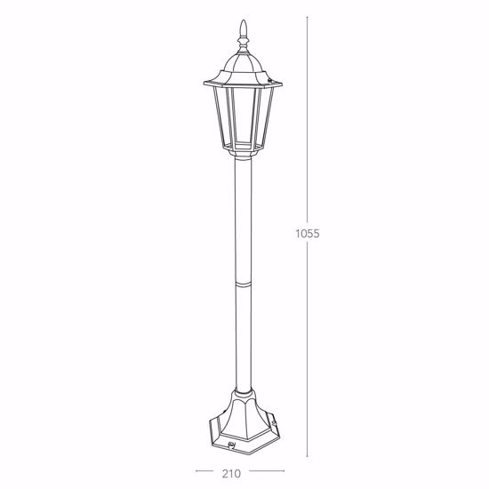 Lampione lanterna nera illuminazione da giardino per esterno ip44 105cm
