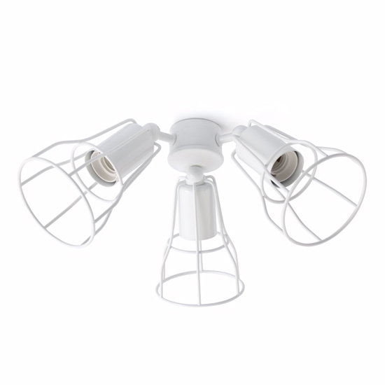 Kit bianco luce 3xe27 per ventilatore da soffitto in metallo bianco