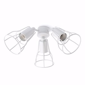 Kit bianco luce 3xe27 per ventilatore da soffitto in metallo bianco