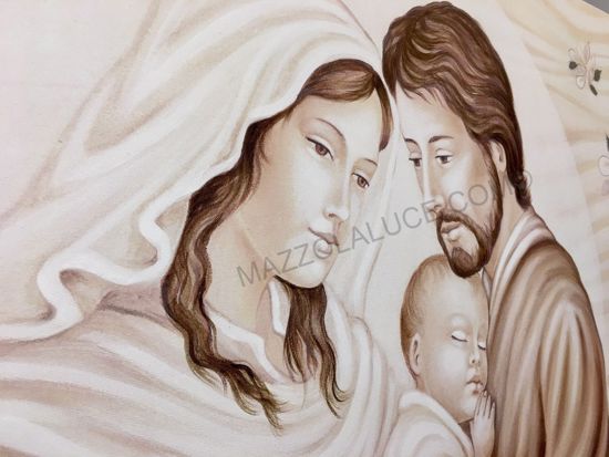 Capoletto contemporaneo 120x60 quadro capezzale sacra famiglia decorato a mano