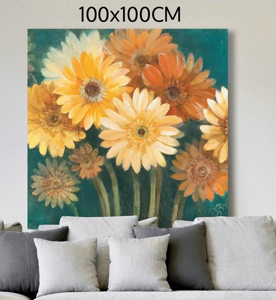 Quadro moderno fiori 100x100 stampa su tela