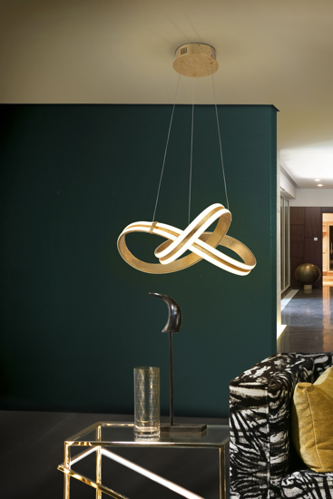 Lampadario design moderno decoro oro led per soggiorno