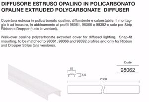 Diffusore 98062 in polciarbonato opale per profilo alluminio ll 98061