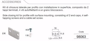 Accessori 98063 tappi di chiusura per profilo alluminio 98061