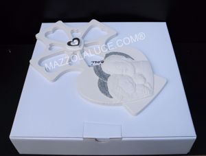 Crocifisso da parete 20x30 sacra famiglia bianco glitter argento