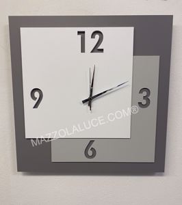 Orologio da parete numeri moderni quadrato legno bianco grigio