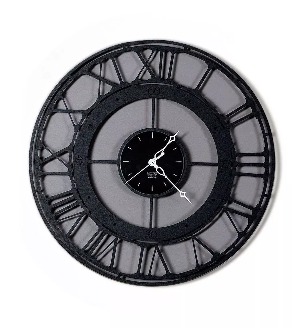 Orologio da parete nero 50cm numeri romani design - 78C