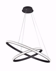Lampadario design moderno led 45w 3000k dimmerabile cerchi nero