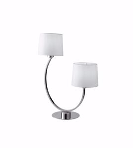 Abat jour lampada da tavolo due luci per soggiorno cromo paralume bianco