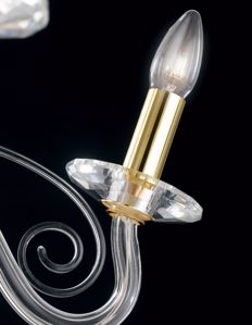 Lampadario classico elegante cinque bracci cristallo e finiture oro