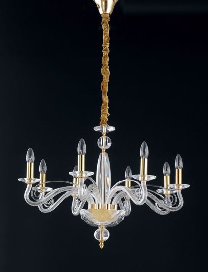 Grande lampadario classico per salotto cristallo finitura oro otto luci