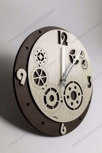 Orologio da parete legno ingranaggi 50cm marrone rotondo design