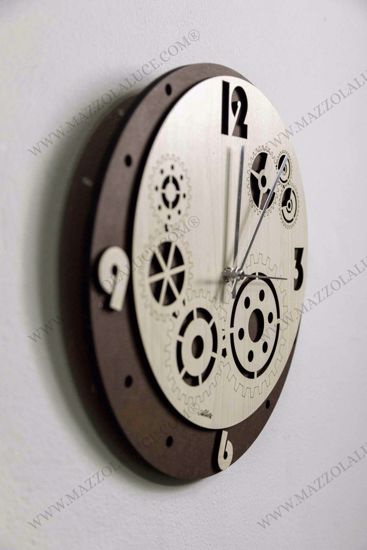 Orologio da parete legno ingranaggi 50cm marrone rotondo design