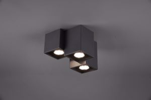 Faretti led cubi nero da soffitto 3 luci gu10 design squadrato
