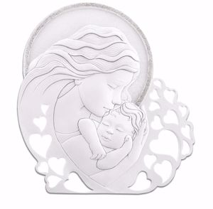 Capezzale quadretto 24x22 cuore maternita&apos; bianco glitter