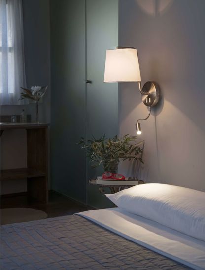 Applique per comodino camera da letto con interruttore paralume bianco