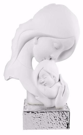 Scultura soprammobile nascita statuina gesso base colore argento