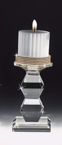 Candeliere porta candela vetro cristallo oro promozione fine scorte