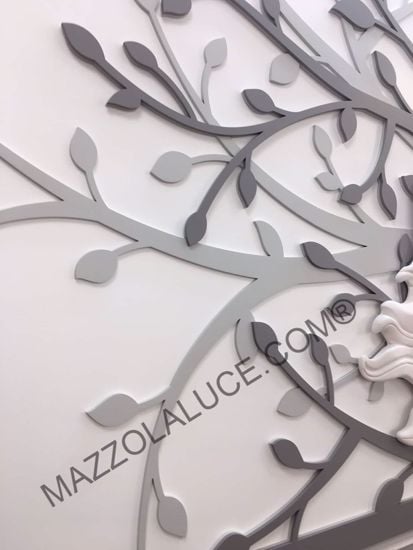 Capezzale capoletto moderno albero della vita 70x48 bianco grigio