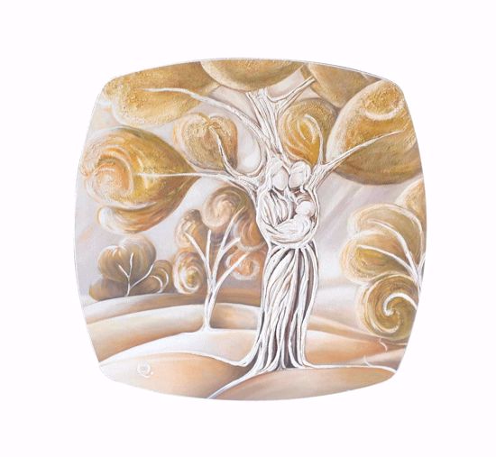 Quadretto 40x39 sacra famiglia decorato albero della vita