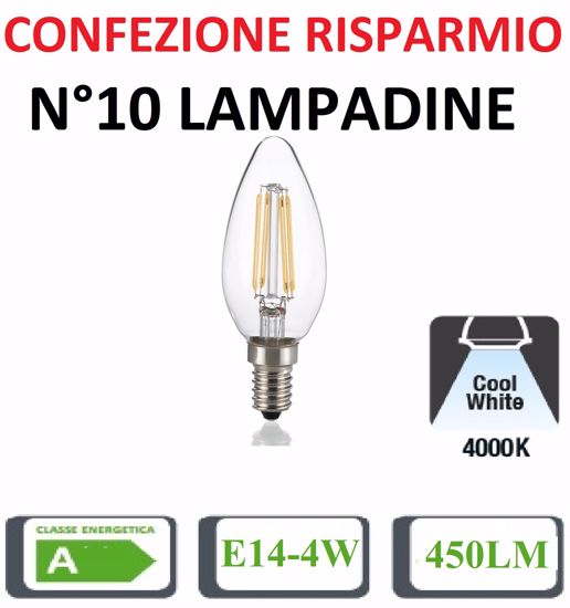Confezione n10 lampadine e14 led 4w 4000k 450lm