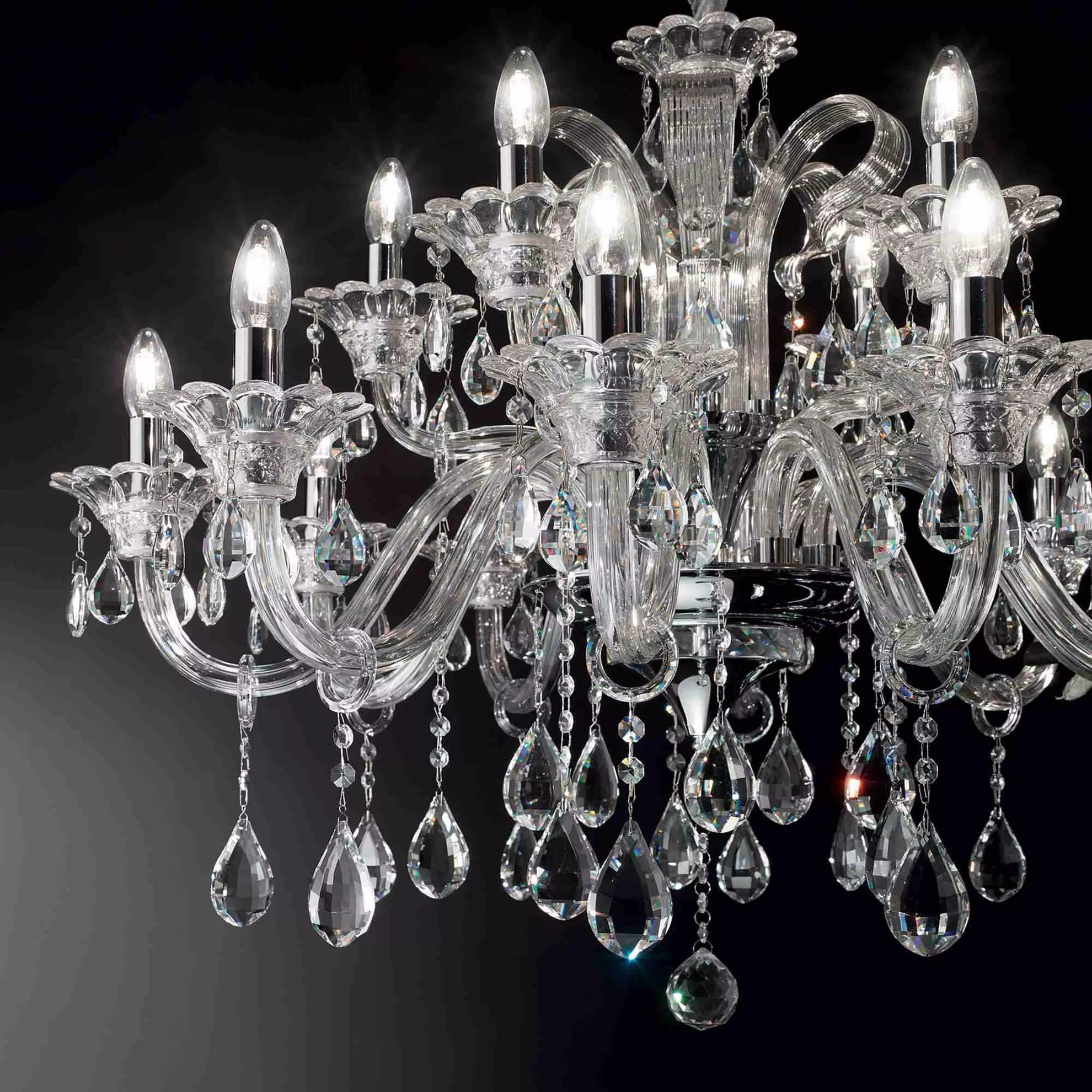 Lampadario classico grande cristallo 15 luci per salone - 1411