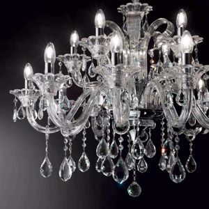 Grande lampadario classico 15 luci cristallo trasparente per salone
