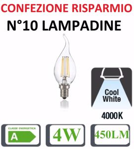 Confezione risparmio n10 lampadine e14 led 4w 4000k promozione fine scorte