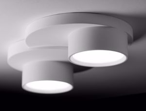 Plafoniera di gesso bianca moderna pitturabile 2 luci design