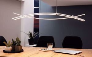 Lampadario cromato per tavolo da cucina design led 27w 3000k