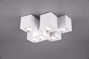 Plafoniera per salone soggiorno cubi da soffitto metallo bianca 6 luci