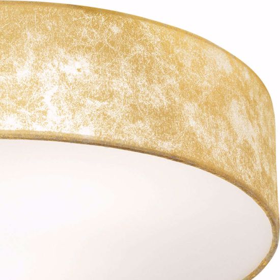 Plafoniera rotonda 38cm tessuto foglia oro moderna