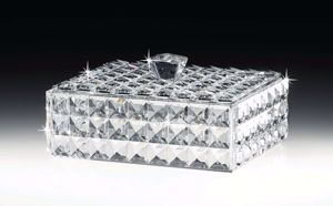 Portagioie cofanetto cristallo porta gioielli scatola rettangolare