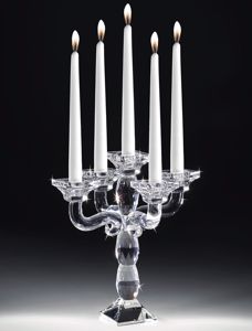 Candelabro candeliere 5 fiamme vetro cristallo da tavola classico