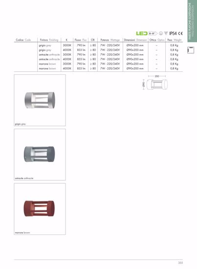 Applique da esterno led 7w 3000k ip54 grigio fascio luce scenografico