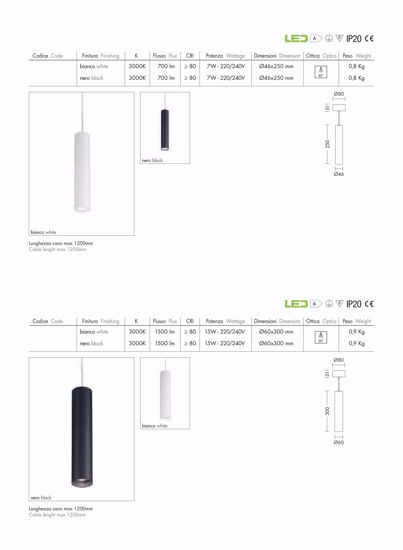 Lampade a sospensione dustin per penisola cilindro bianco led 15w 3000k