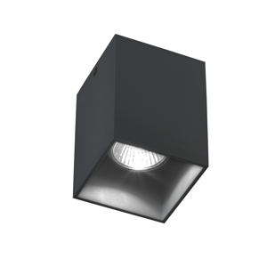 Faretto da soffitto led gu10 nero cubo metallo quadrato