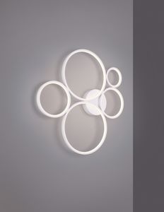Plafoniera cerchi led 49w 3000k bianca moderna per soggiorno salotto dimmerabile