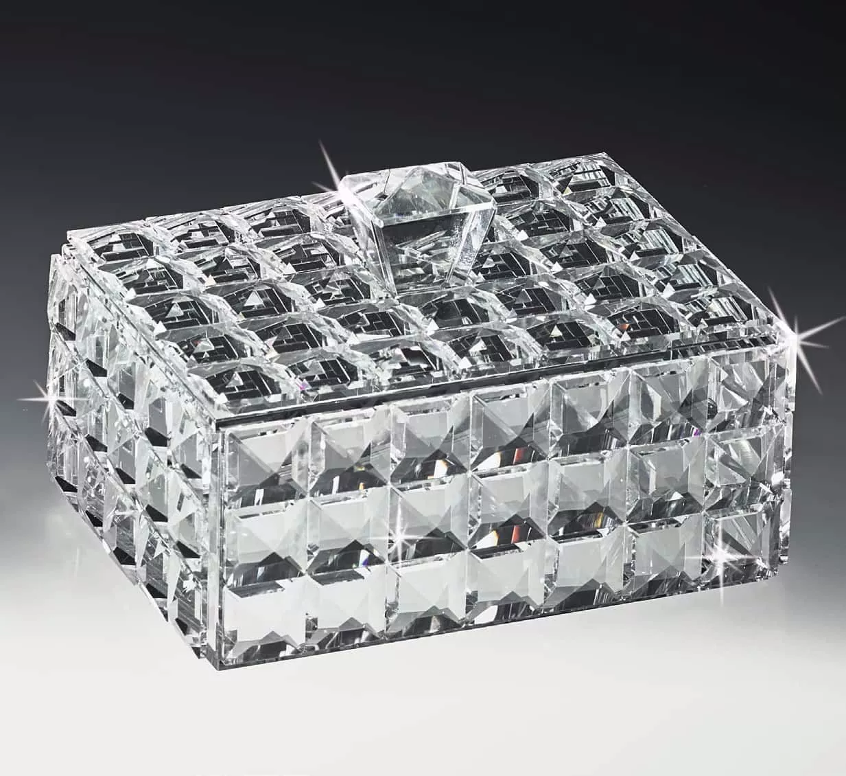 Scatola cofanetto portagioie di cristallo con coperchio per gioielli - 64E1