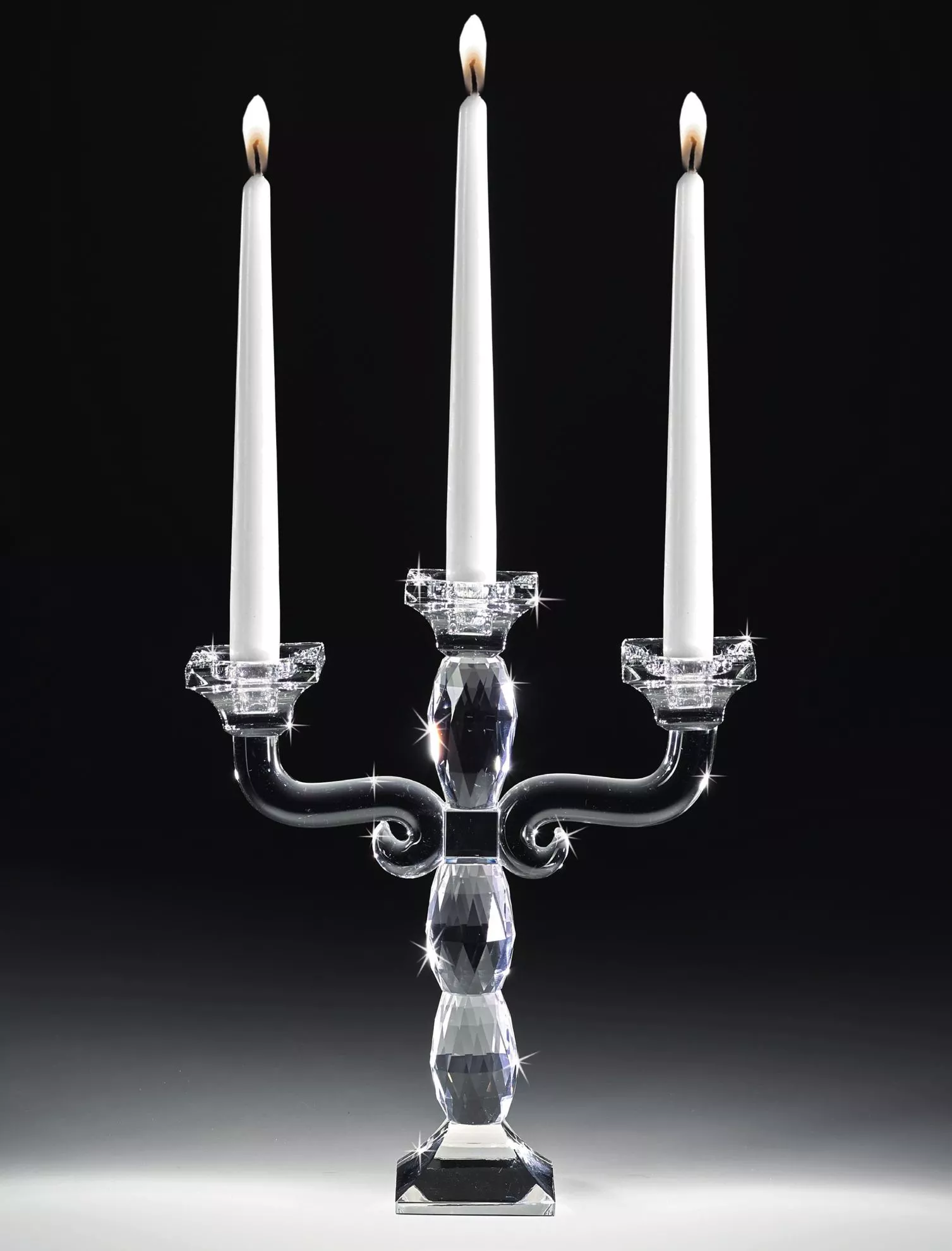 Candelabro candeliere di vetro cristallo tre fiamme classico da tavola -  64E2