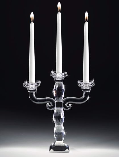 Candelabro candeliere di vetro cristallo tre fiamme classico da tavola
