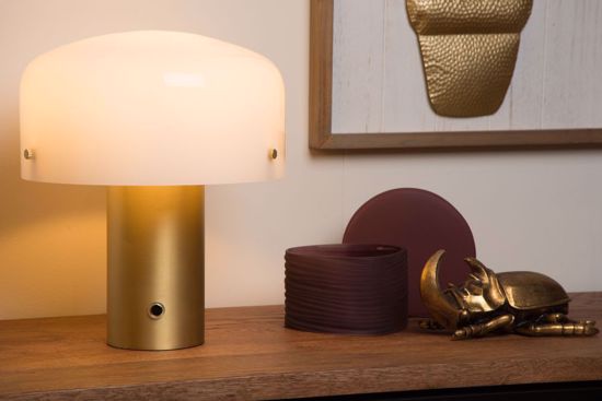 Lampada da tavolo design moderna oro vetro bianco touch dimmer
