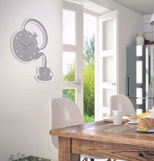 Orologio da parete per cucina moderna tazza grigio